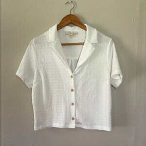 Monteau White Short Sleeve Button Down Shirt XL